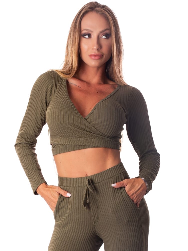 Cropped Long Sleeve BOLERO FLUID - Military Green