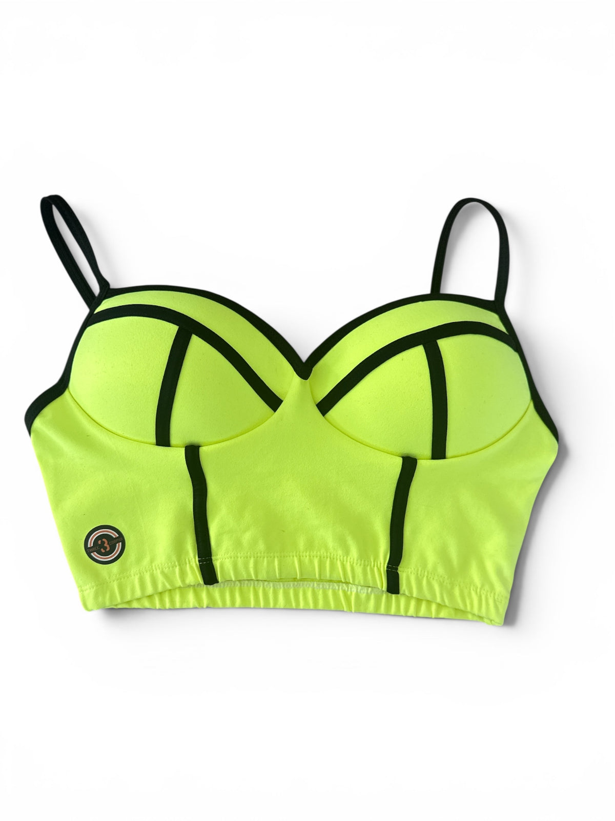 Cropped Top "Three Corpus" - Padded Neon Yellow