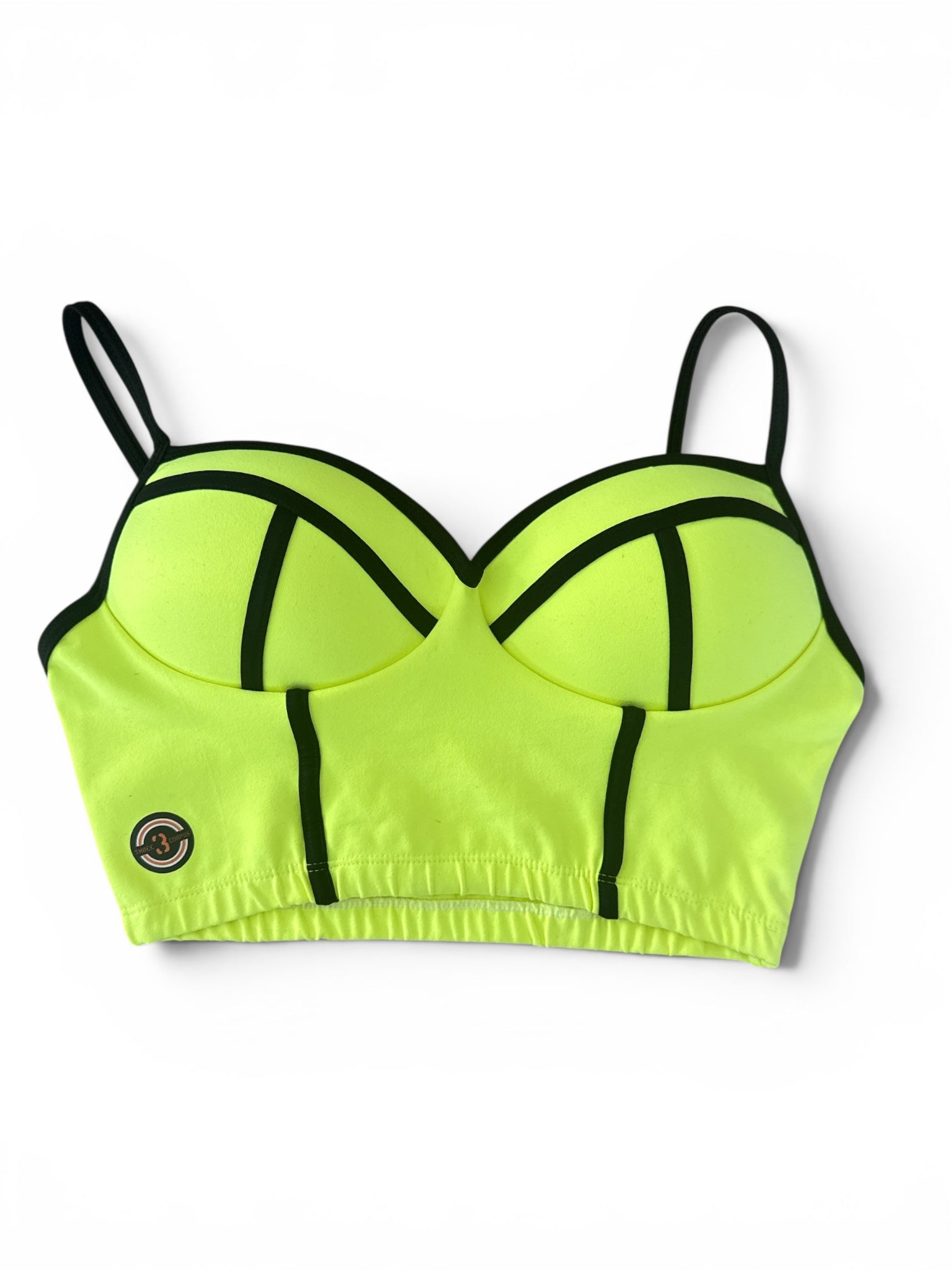 Cropped Top "Three Corpus" - Padded Neon Yellow