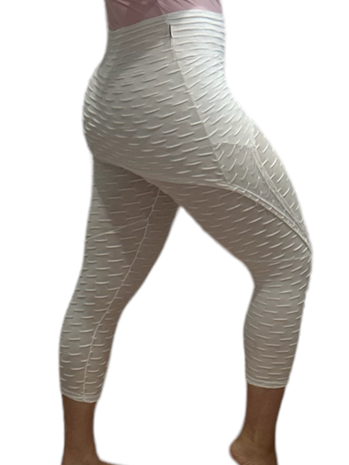 Honeycomb Textured Capri with Skirt Overlay - WHITE