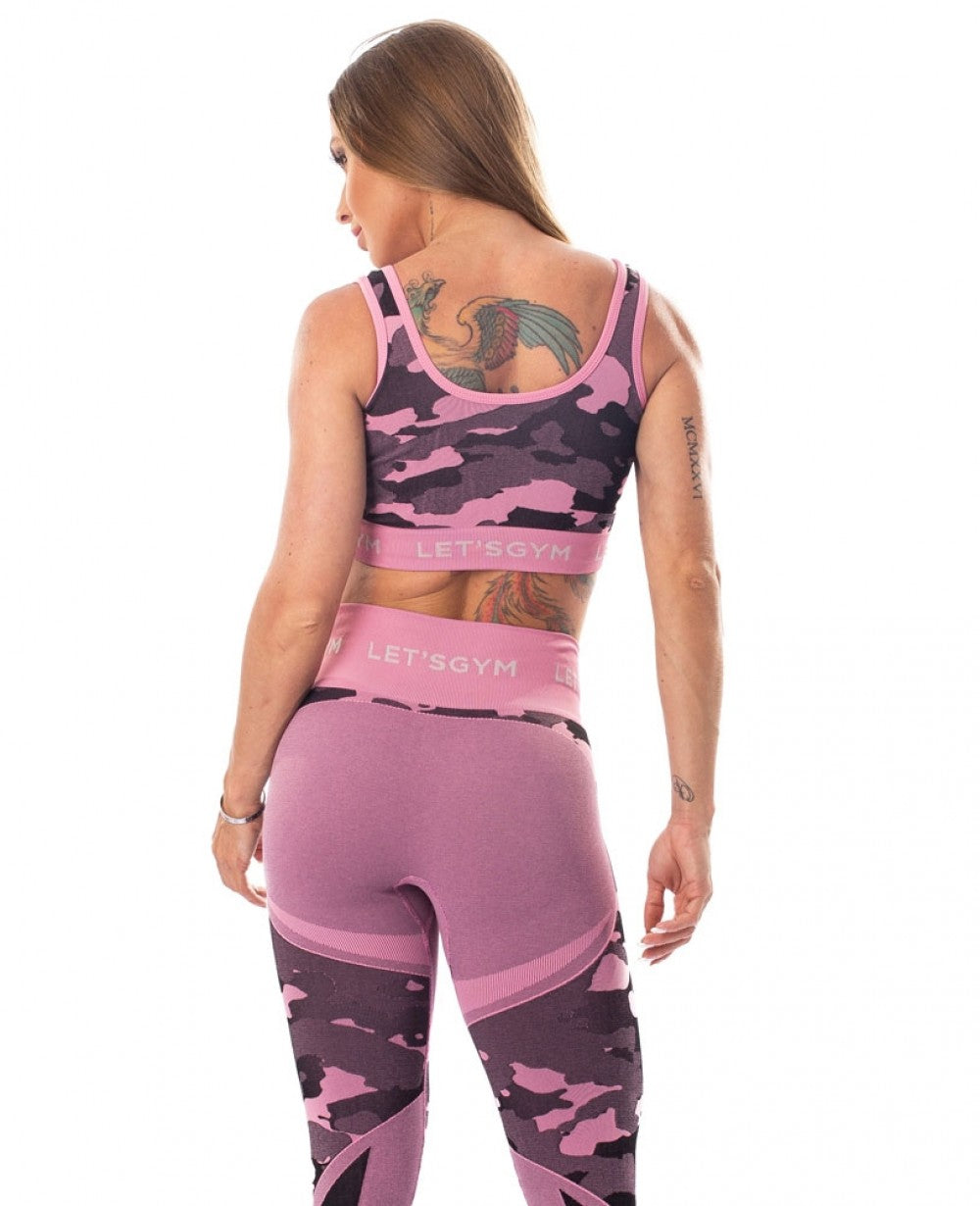 Seamless Bra Top CAMO LOVE - Pink