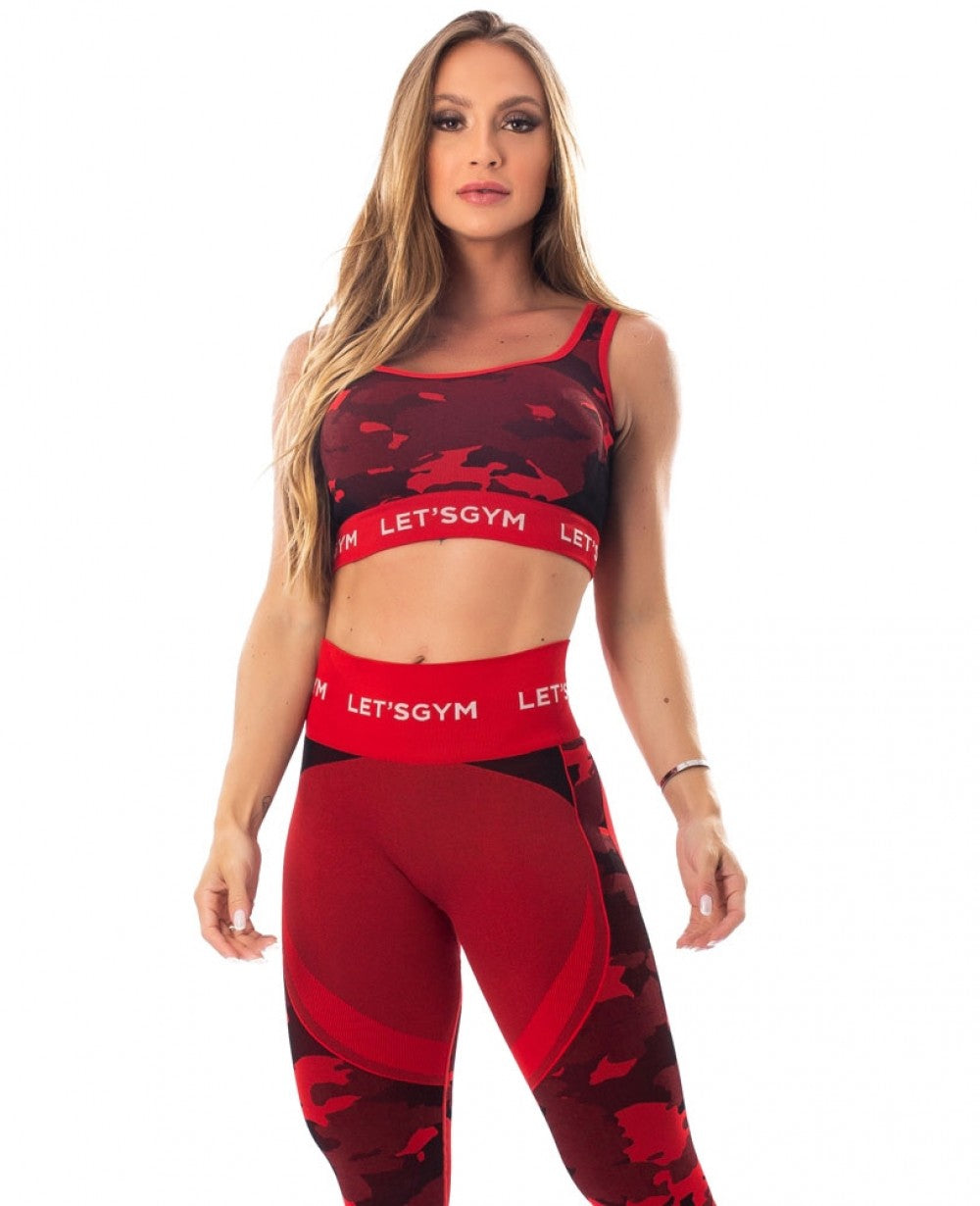 Seamless Bra Top CAMO LOVE - Red