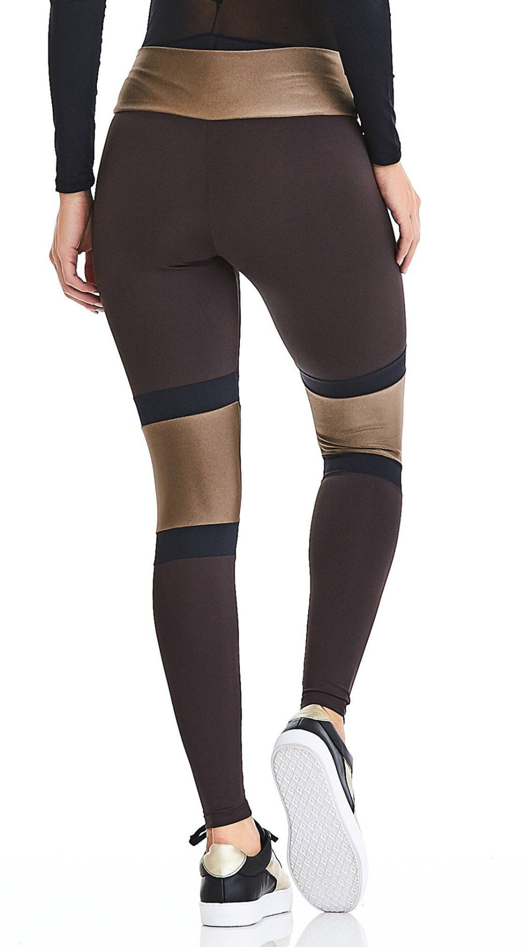 CajuBrasil USA Luxury Upscale Fitness Leggings ROCK SURF - Chocolate Brown 9030