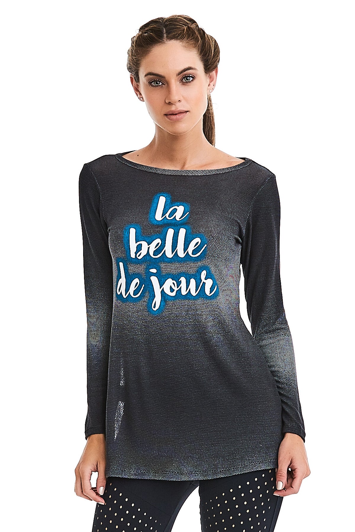 La Belle De Jour Long Sleeve Top - Black
