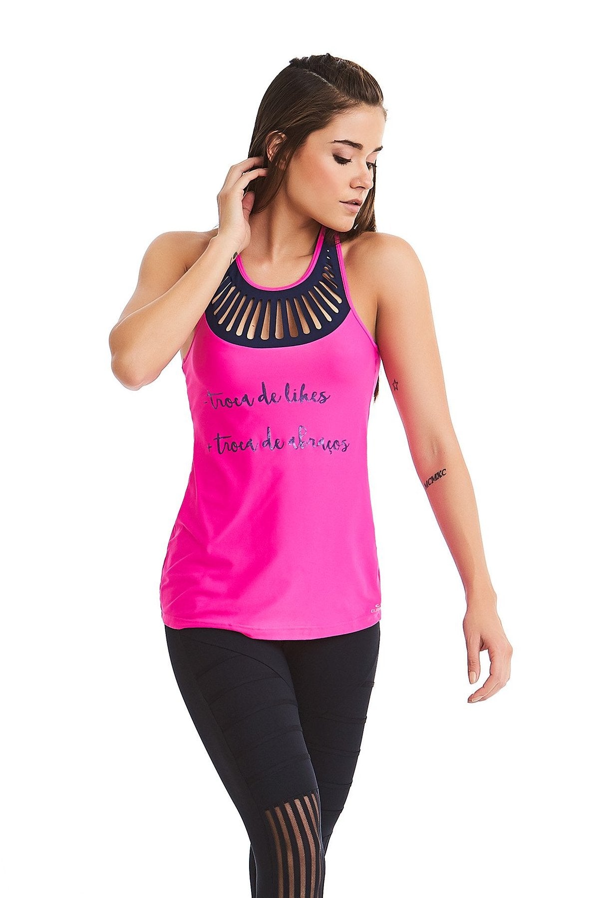 CajuBrasil USA Brazilian Fashion Fitness Top Laser LIKES - Pink - UV Protection!