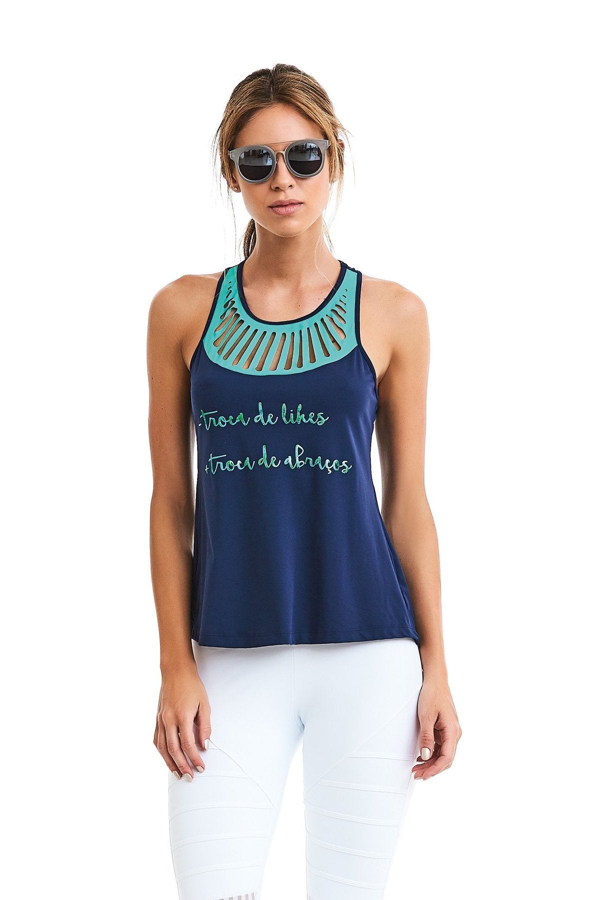 CajuBrasil USA Brazilian Fashion Fitness Top Laser LIKES - Blue - UV Protection!