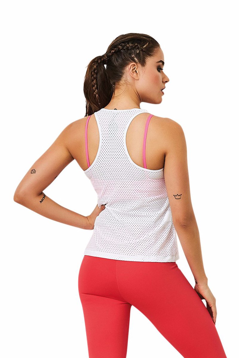 Cajubrasil Brazilian Gym Fashion Fitness Mesh Tank Top - White