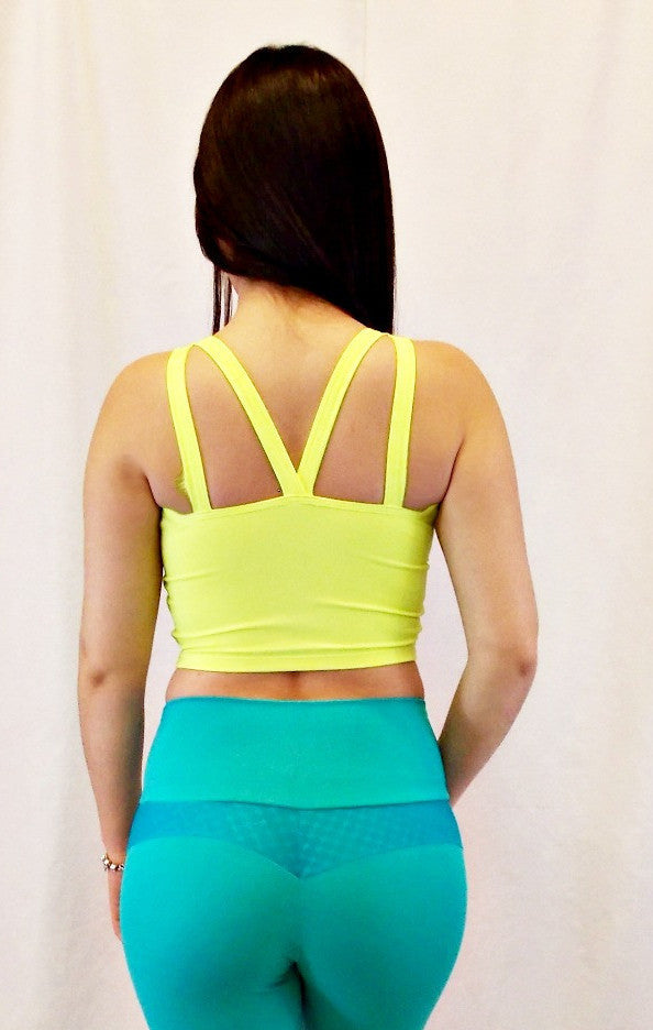 CajuBrasil USA Brazilian Fashion Luxury Fitness 7525 Crop Top Yellow