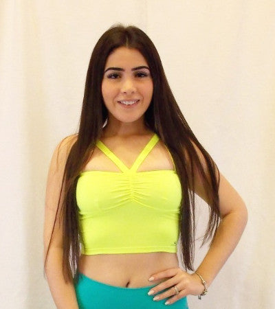 CajuBrasil USA Brazilian Fashion Luxury Fitness 7525 Crop Top Yellow