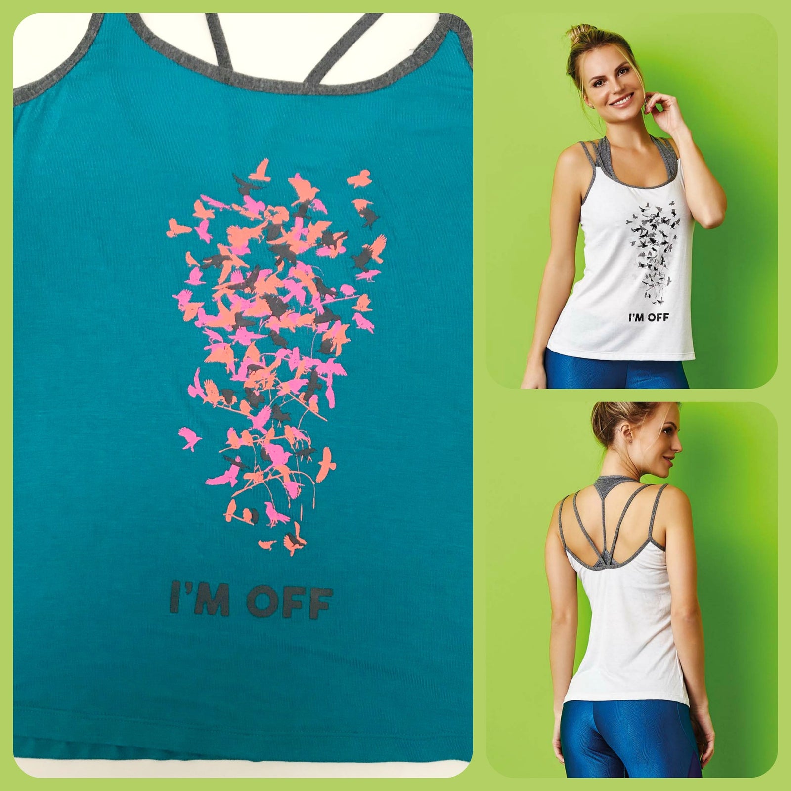 CajuBrasil USA Brazilian Fitness tank top I'm OFF 7565 Jade