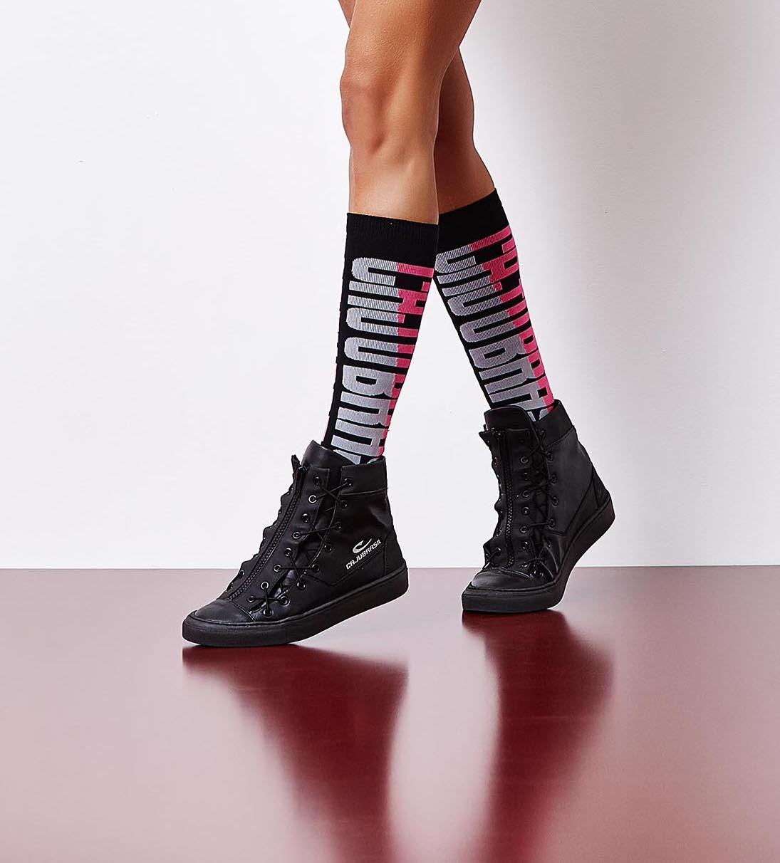 High Compression CajuBrasil Socks - Black/Pink