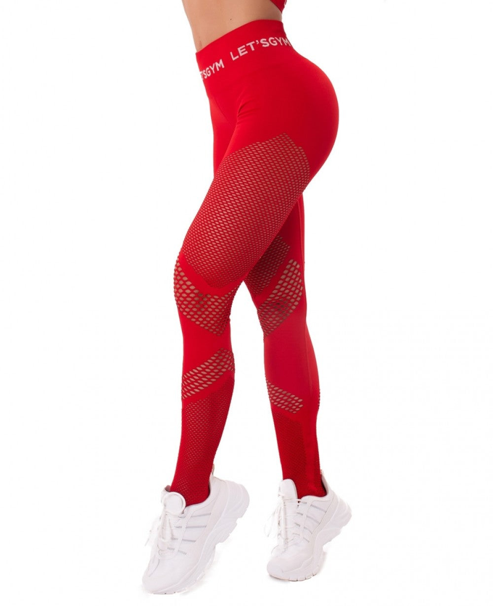 Red Color Block Seamless Gym Legging