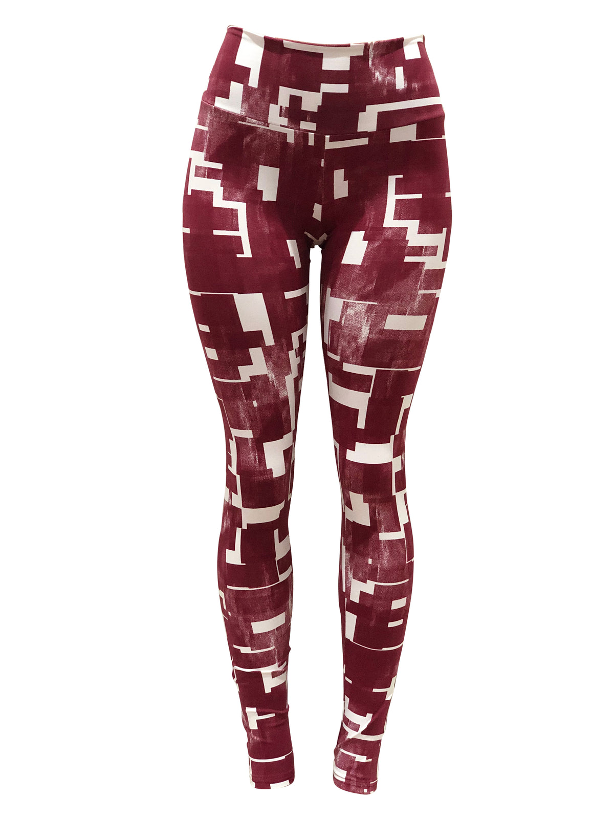 Light Supplex Leggings - Maroon/White