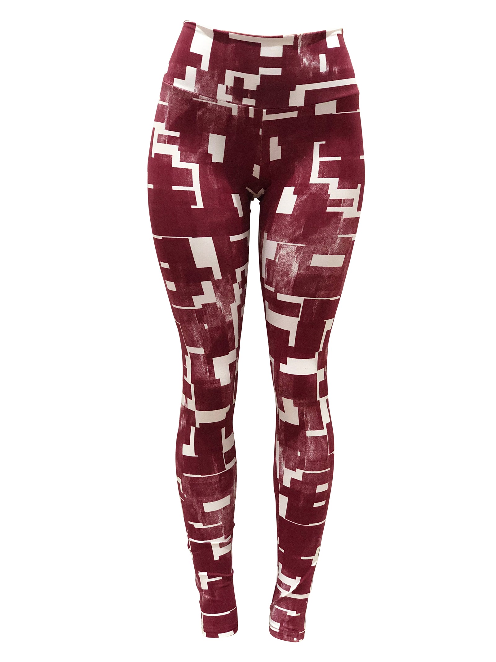 Light Supplex Leggings - Maroon/White