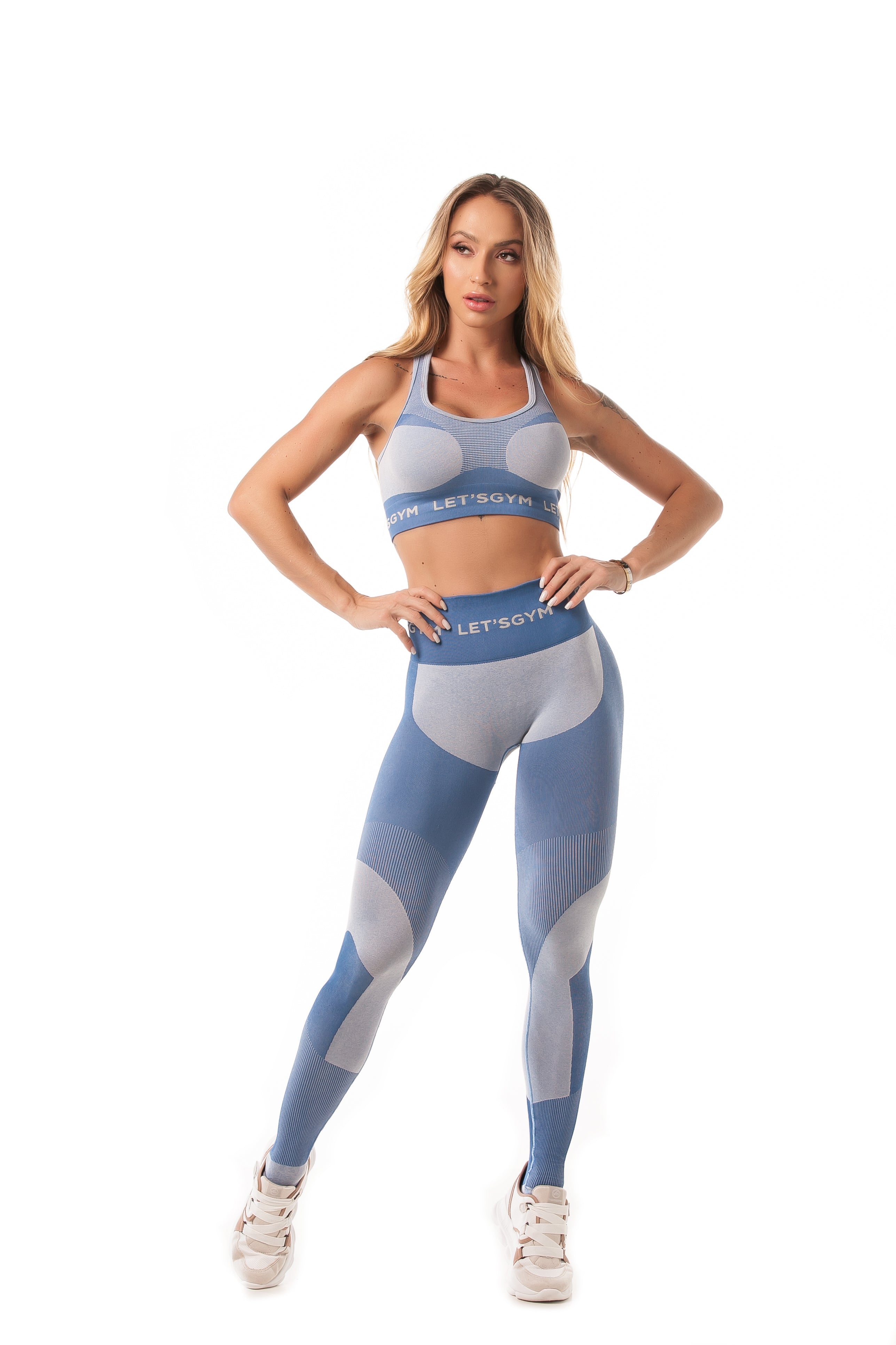 Let's Gym USA Brazilian Fashion Fitness Leggings Seamless Baby Blue