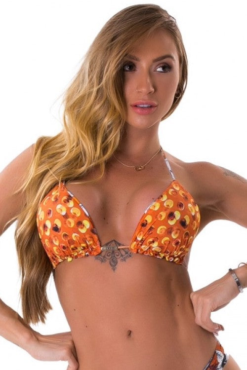 Double Face Bikini TOP - FLOWERY - Gold