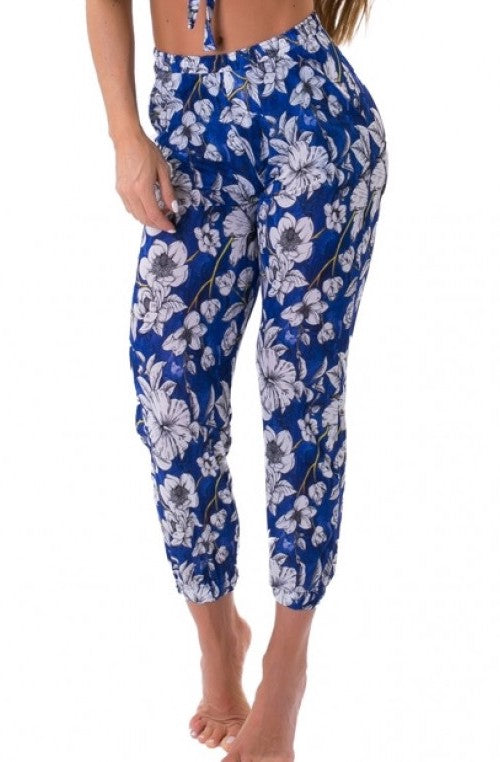 Beach Cover Up Crops - FLOWERY - Blue