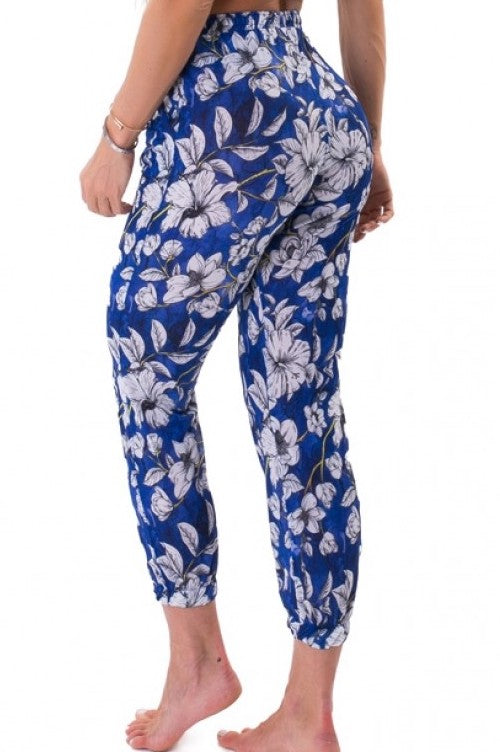 Beach Cover Up Crops - FLOWERY - Blue