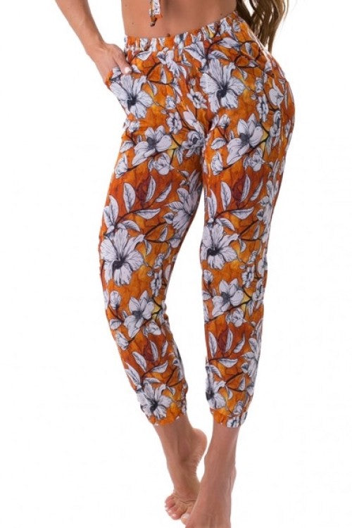 Beach Cover Up Crops - FLOWERY - Gold