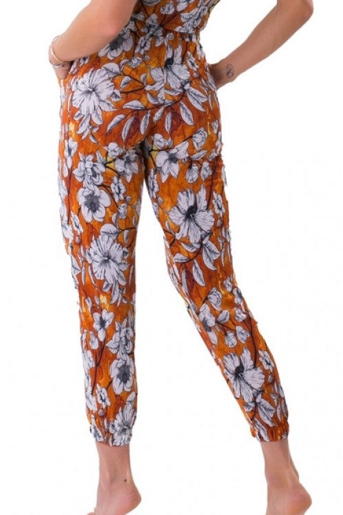 Beach Cover Up Crops - FLOWERY - Gold