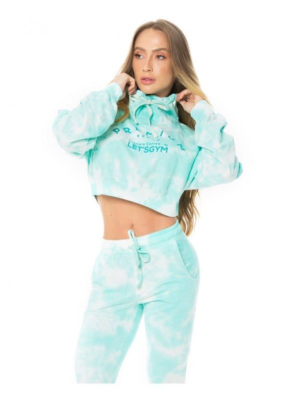 Cropped Long Sleeve Sweater - TieDye - Mint