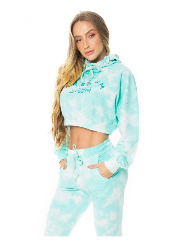 Cropped Long Sleeve Sweater - TieDye - Mint