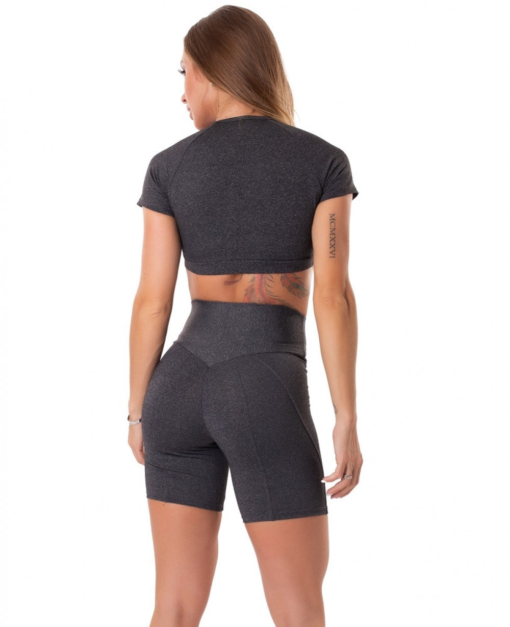 Cropped Top MOVE &amp; SLAY - Dark Heather