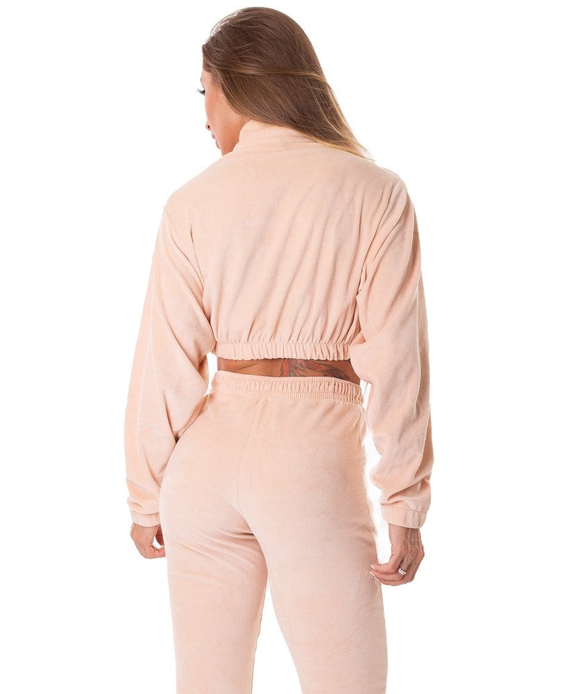 Cropped Long Sleeve Sweater - PLUSH ADDICTION - Blush