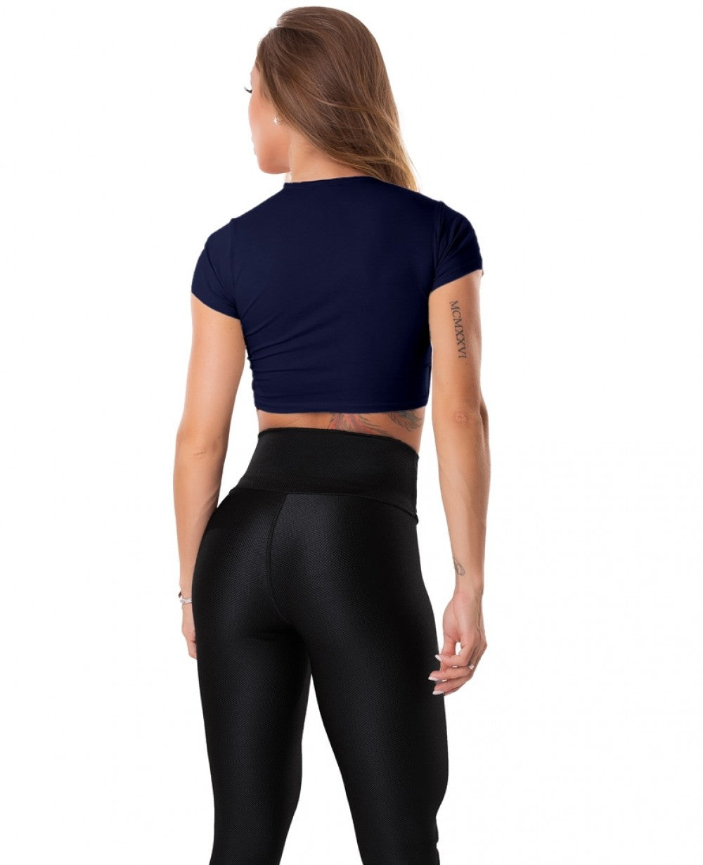 Cropped Shirt TIE & GO - Navy Blue