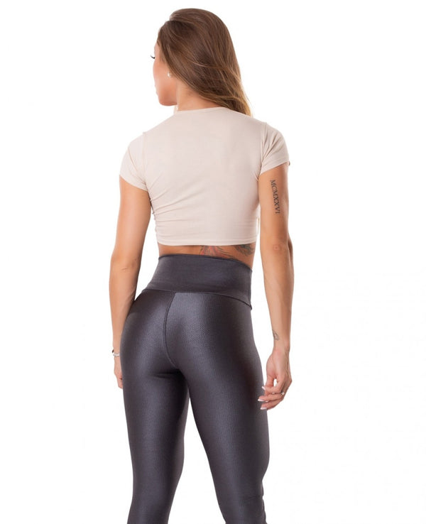 Short High-Waisted Shiny Leggings GABI BLACK – Women's leggings at