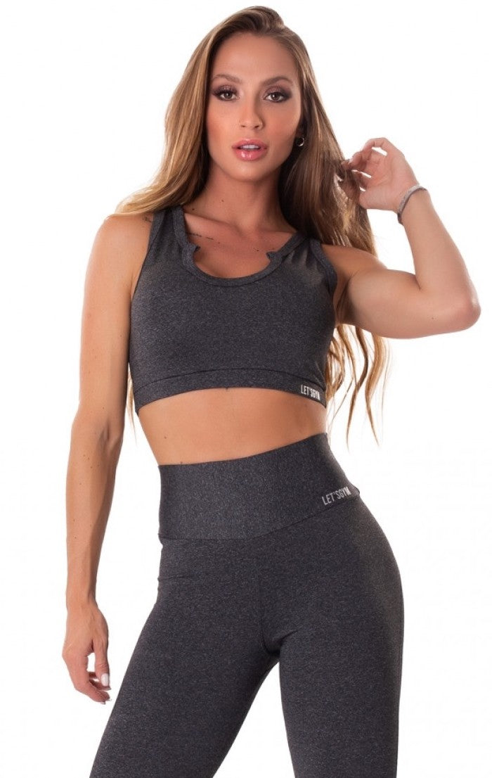 Cropped Bra Top MOVE & SLAY - Dark Heather