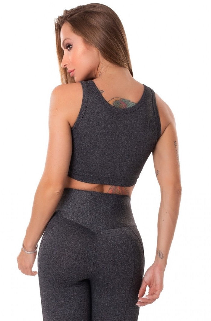 Cropped Bra Top MOVE & SLAY - Dark Heather