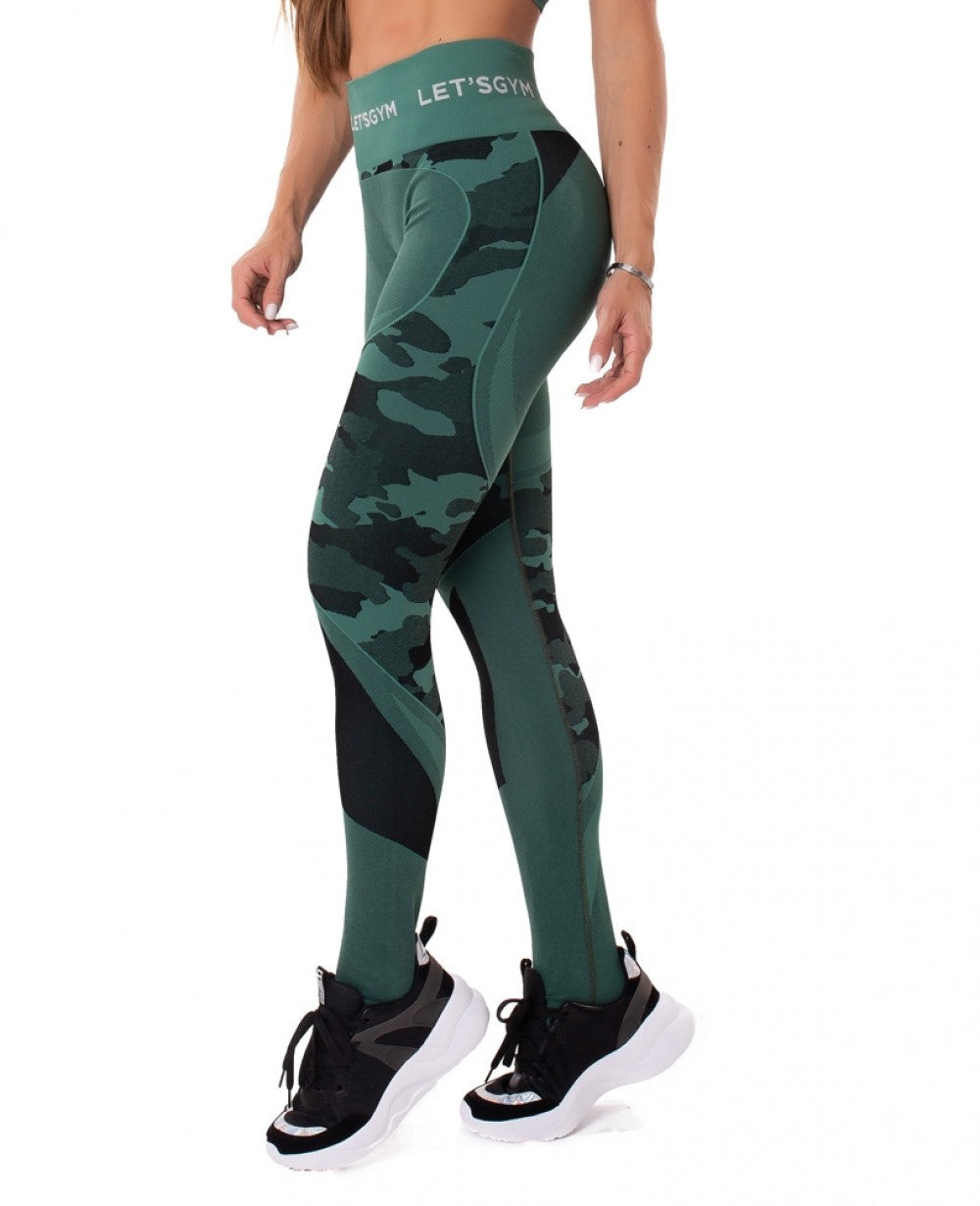 Green Seamless Camo Gym Legging, Activewear