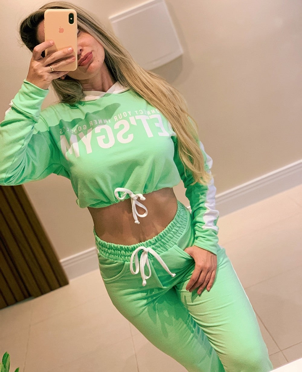 Cropped SPORT Fleece Stay Home - Mint