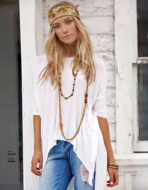 Elan White Asymmetrical TOP