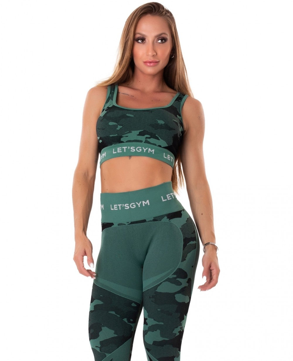 Seamless Bra Top CAMO LOVE - Green