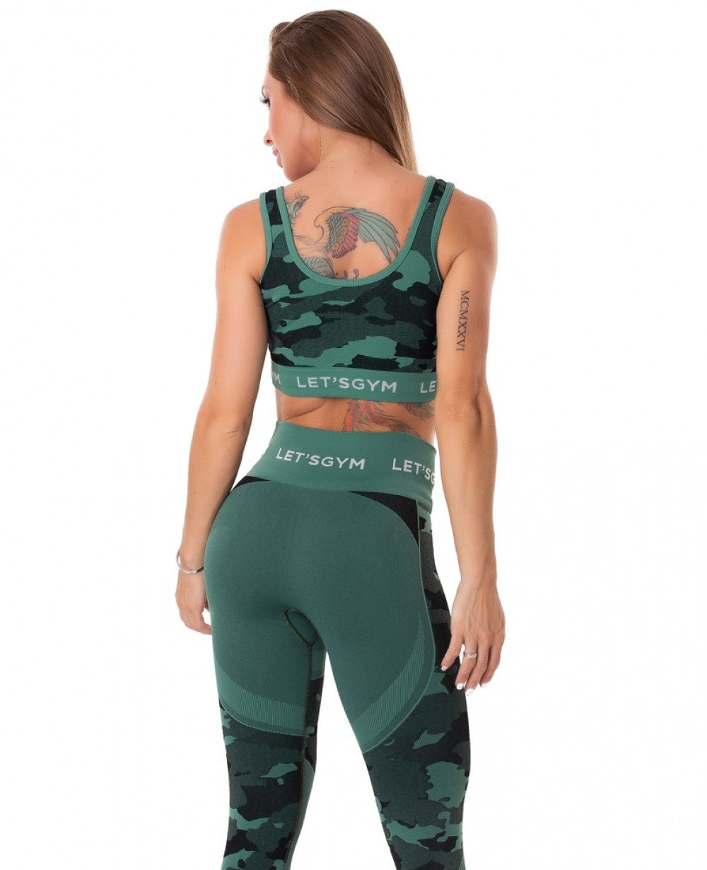 Seamless Bra Top CAMO LOVE - Green